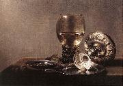 CLAESZ, Pieter Still-life with Wine Glass and Silver Bowl dsf oil painting on canvas